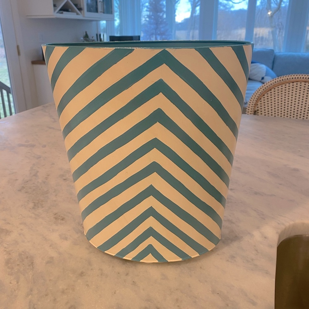 Worlds Away Hand painted wastebasket